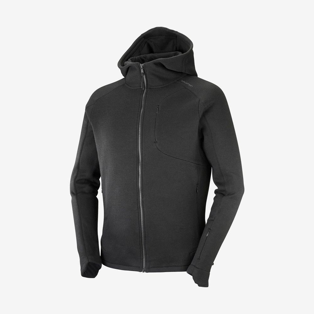 SALOMON OUTLIFE TECH LS FZ MID HOODIE M Philippines - Men's Midlayers - Black | 264091-KDT